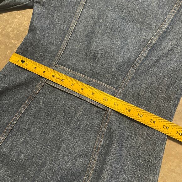 Vintage Wrangler Denim Jean Blazer Jacket Womens Medium Butterfly Collar Western - Picture 10 of 11